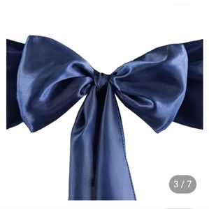 Navy blue satin chair sashes for weddings or parties